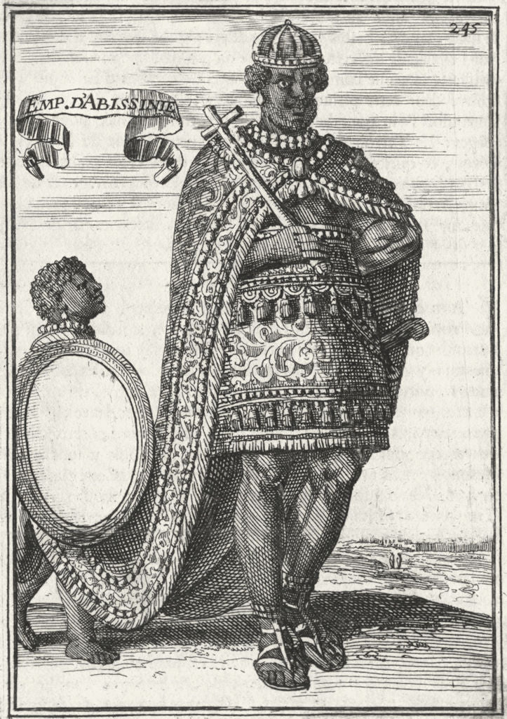 ETHIOPIA. Emperor of Abysinnia 1683 old antique vintage print picture